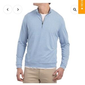Johnnie O Ultra Light Weight Turn Striped Quarter-Zip - UPF 50 Sun Protection